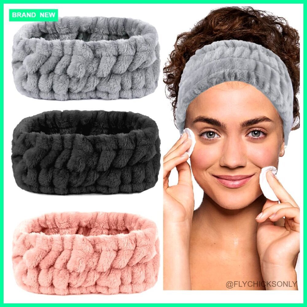 3 Pack Microfiber Towel Headbands for Washing Face and Yoga